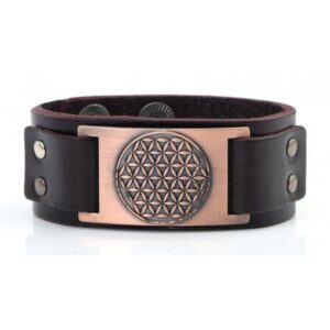 Kožený náramek Květ života