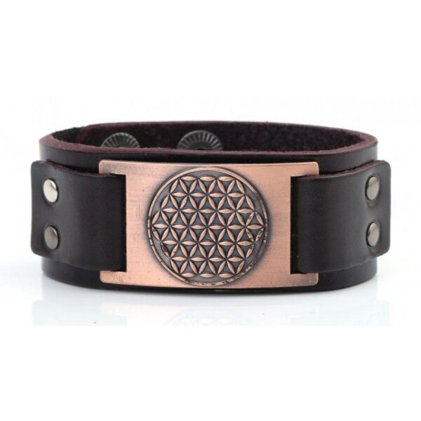 Kožený náramek Květ života