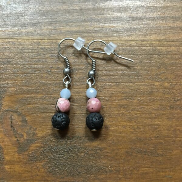 Náušnice Láva, rodonit, angelit