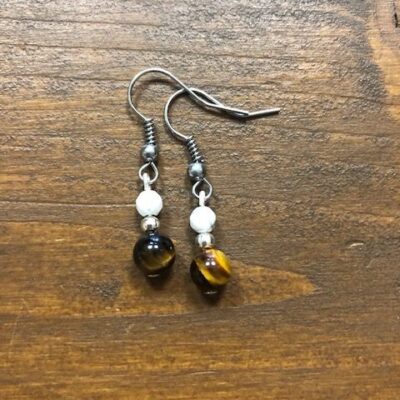 Náušnice Tygří oko, magnezit