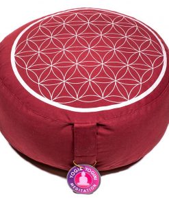 Meditační polštář s Květem života, červený