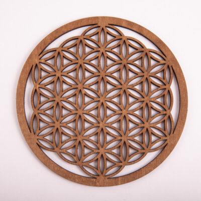 Květ života ze dřeva 14,4 cm, tmavě hnědý