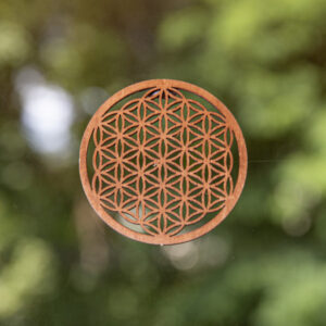 Květ života ze dřeva 6 cm, tmavě hnědý