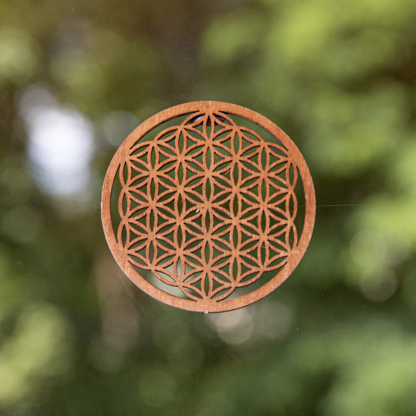 Květ života ze dřeva 6 cm, tmavě hnědý