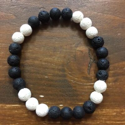 Náramek Lávový kámen, bílý-černý