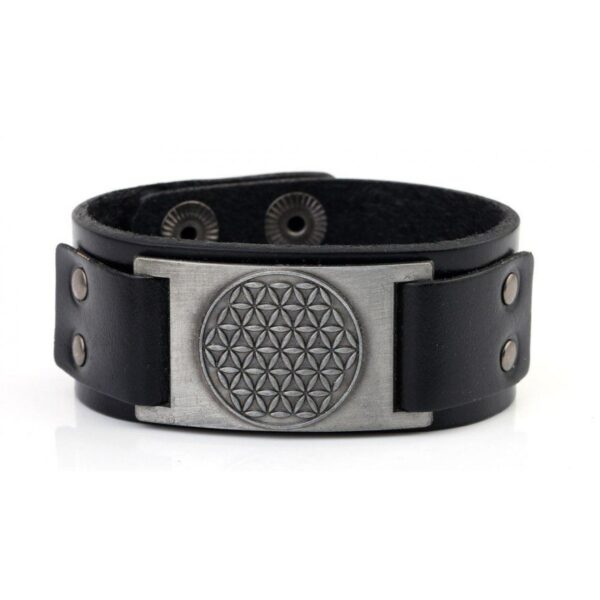 Kožený náramek Květ života