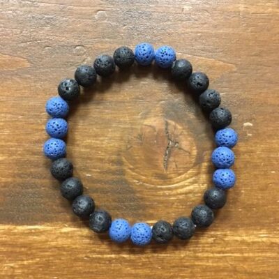 Náramek Lávový kámen, modrý-černý