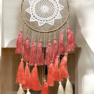 Lapač snů, bílý s třásněmi