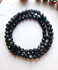 Náramek Obsidián zlatý, 6 mm