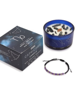 Sojová svíce - Kozoroh, náramek ametyst, záhněda