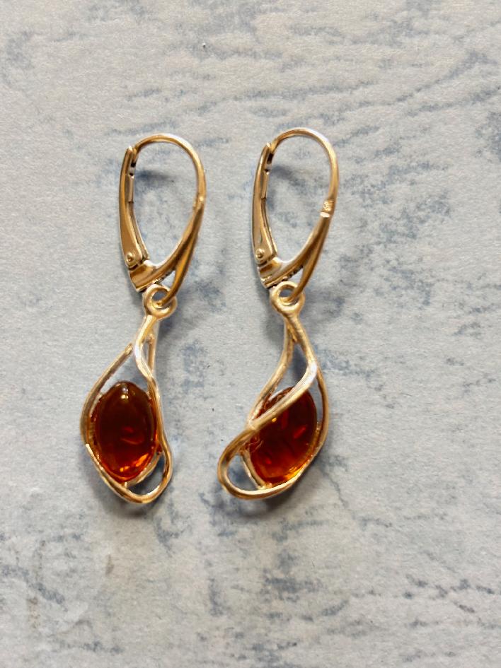 Náušnice Jantar Slza