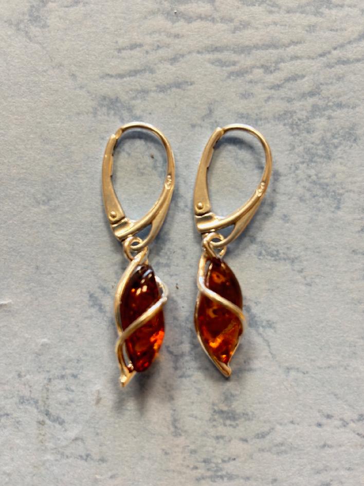 Náušnice Jantar Slza