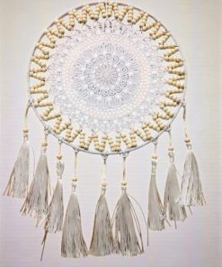 Lapač snů, bílý s třásněmi