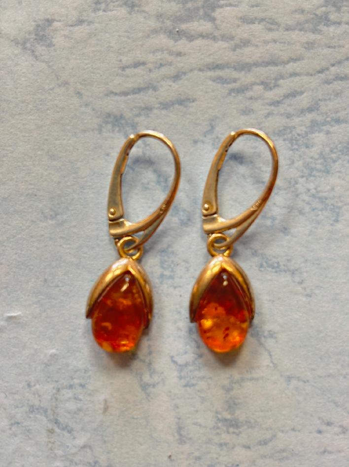 Náušnice Jantar Slza