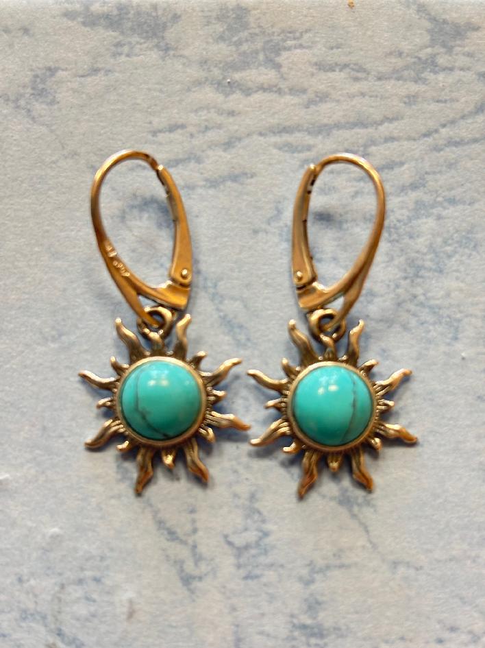 Náušnice Sluníčka s pravým tyrkysem