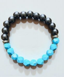 Náramek Hematit a tyrkys