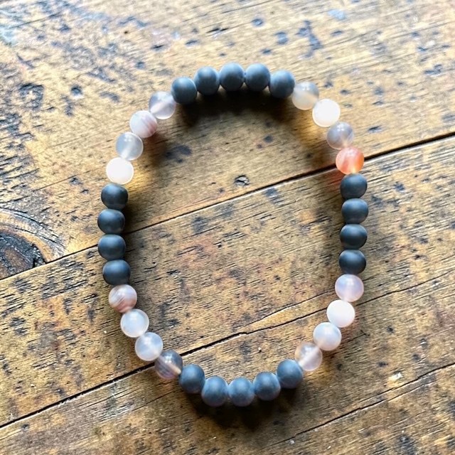 Náramek Onyx, achát Botswana, 6 mm