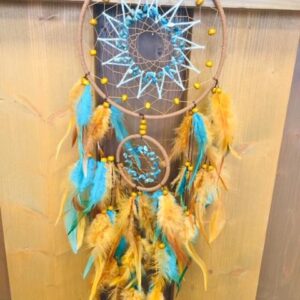 Lapač snů hnědý - tyrkysový