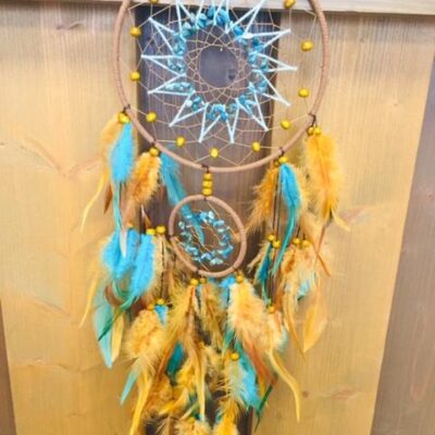 Lapač snů hnědý - tyrkysový