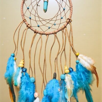 Lapač snů hnědý - tyrkysový