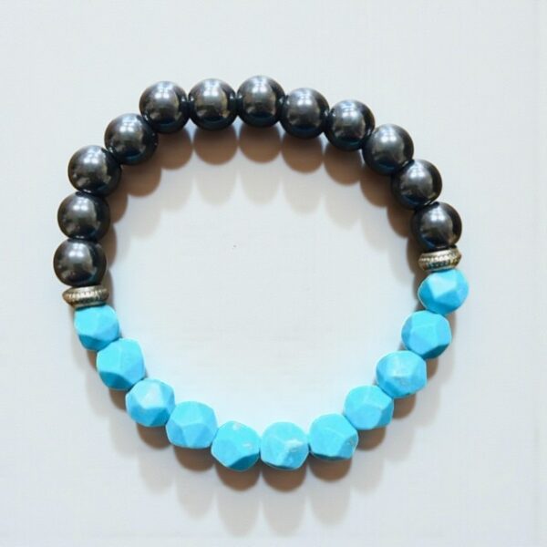 Náramek Hematit a tyrkys
