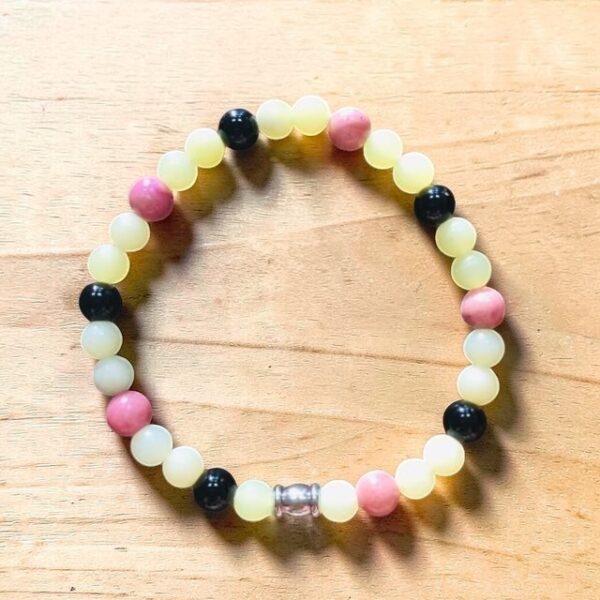 Náramek Jadeit citronový, onyx, rodonit