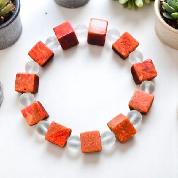 Náramek Korál, křišťál