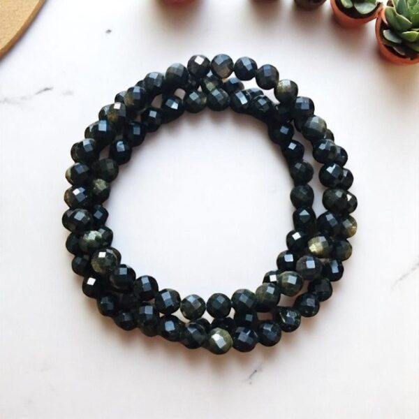 Náramek Obsidián zlatý, 6 mm