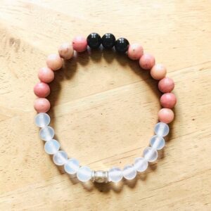 Náramek Rodonit, achát bílý, onyx