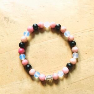 Náramek Rodonit, onyx, achát bílý