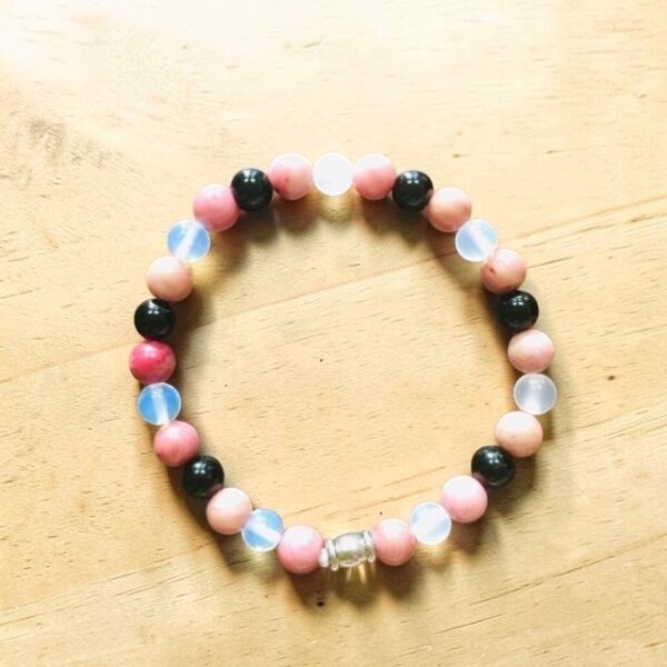 Náramek Rodonit, onyx, achát bílý