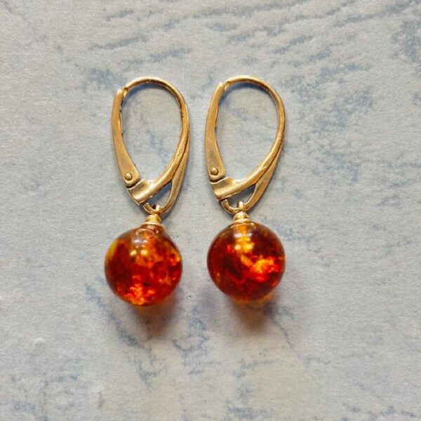 Náušnice Jantar kuličky 8 mm